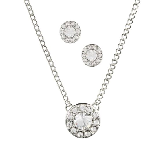 Givenchy Silver Crystal Necklace & Stud Earrings Set NWT - Picture 1 of 3